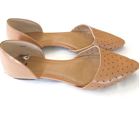 Gap Beige Pointed Toe Perforated D'Orsay Flats Size 8 - Picture 2 of 4